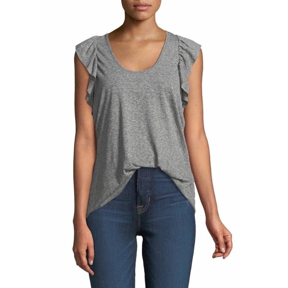Current/Elliott Cadence Scoop-Neck Racerback Tank with Ruffle Sleeves